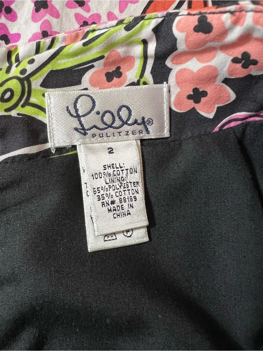 Lilly Pulitzer Black Flower Market skirt size 2 ALine with‎ ruffled hem